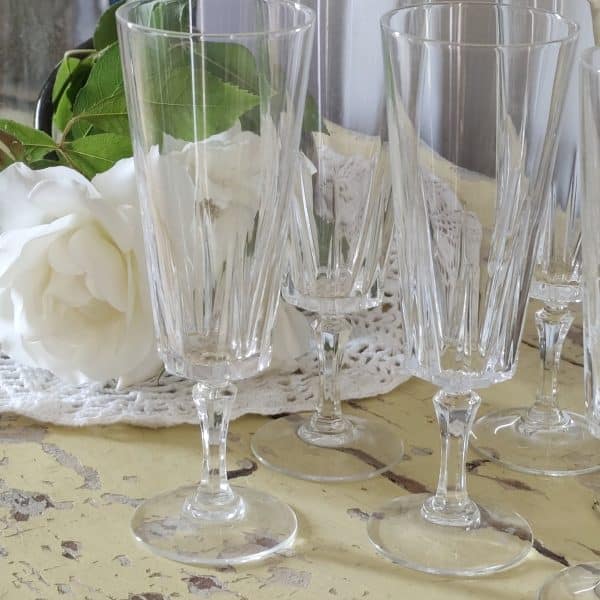 Ensemble de 6 coupes à champagne en  cristal - Versailles