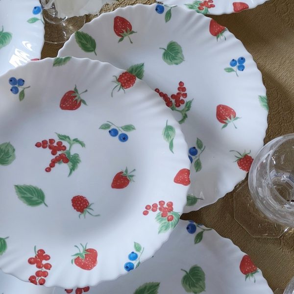 Lot de 6 assiettes plates fraises Arcopal