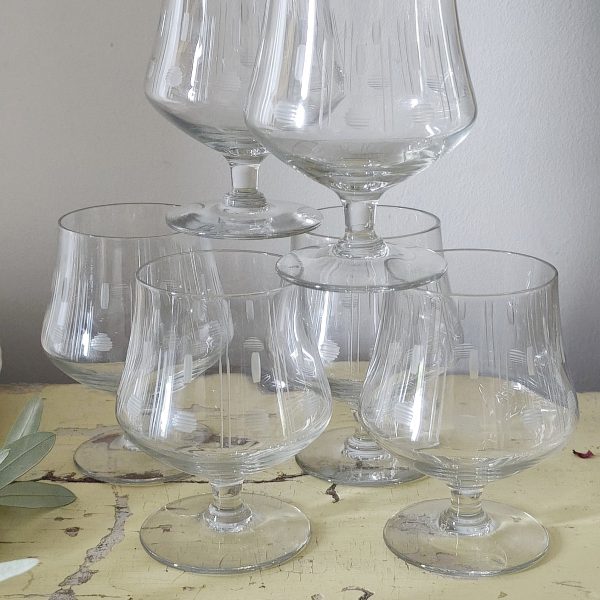 Lot de 6 verres à vin art déco