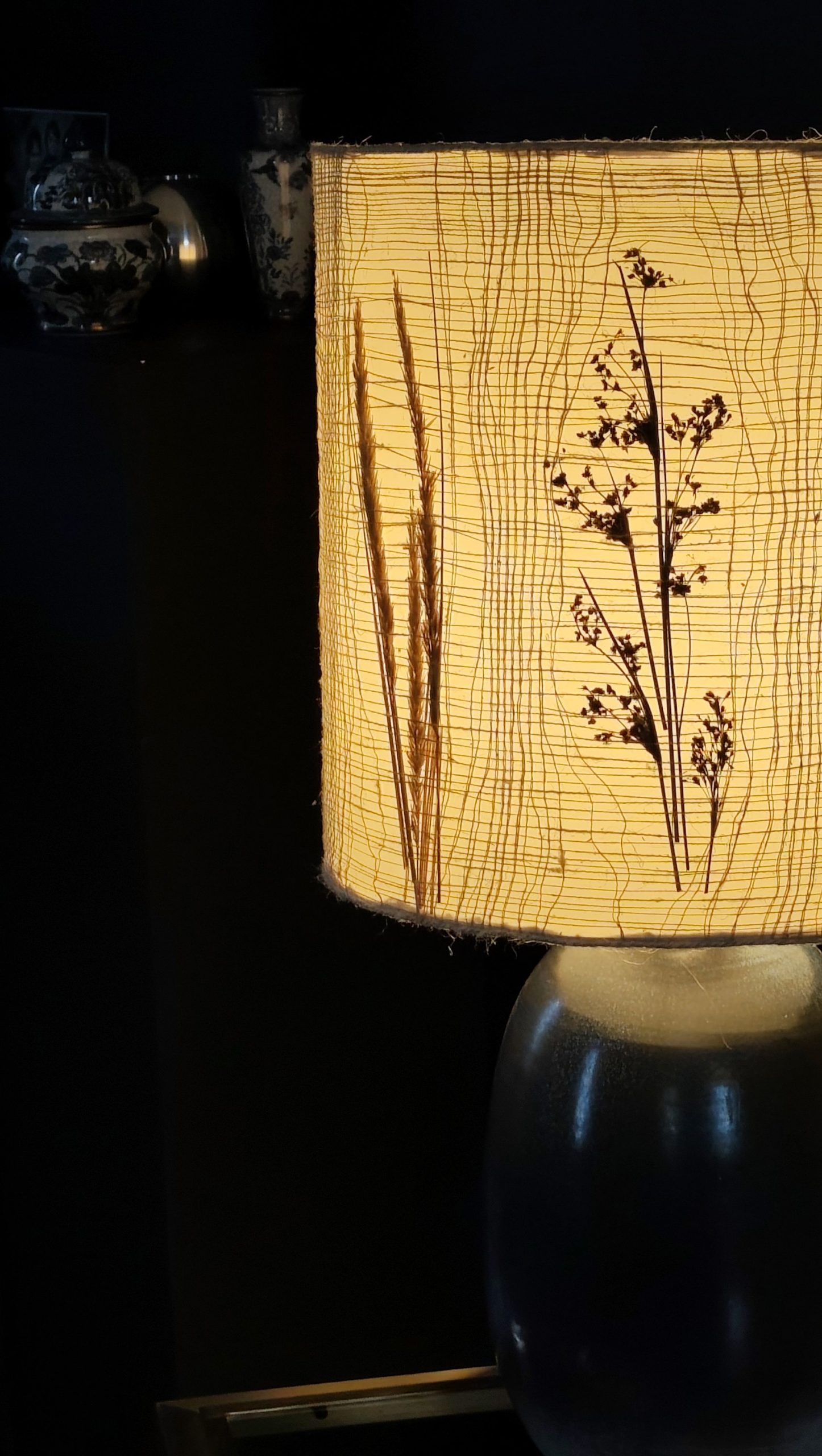 Lampe céramique vintage, abat-jour herbier – Image 3