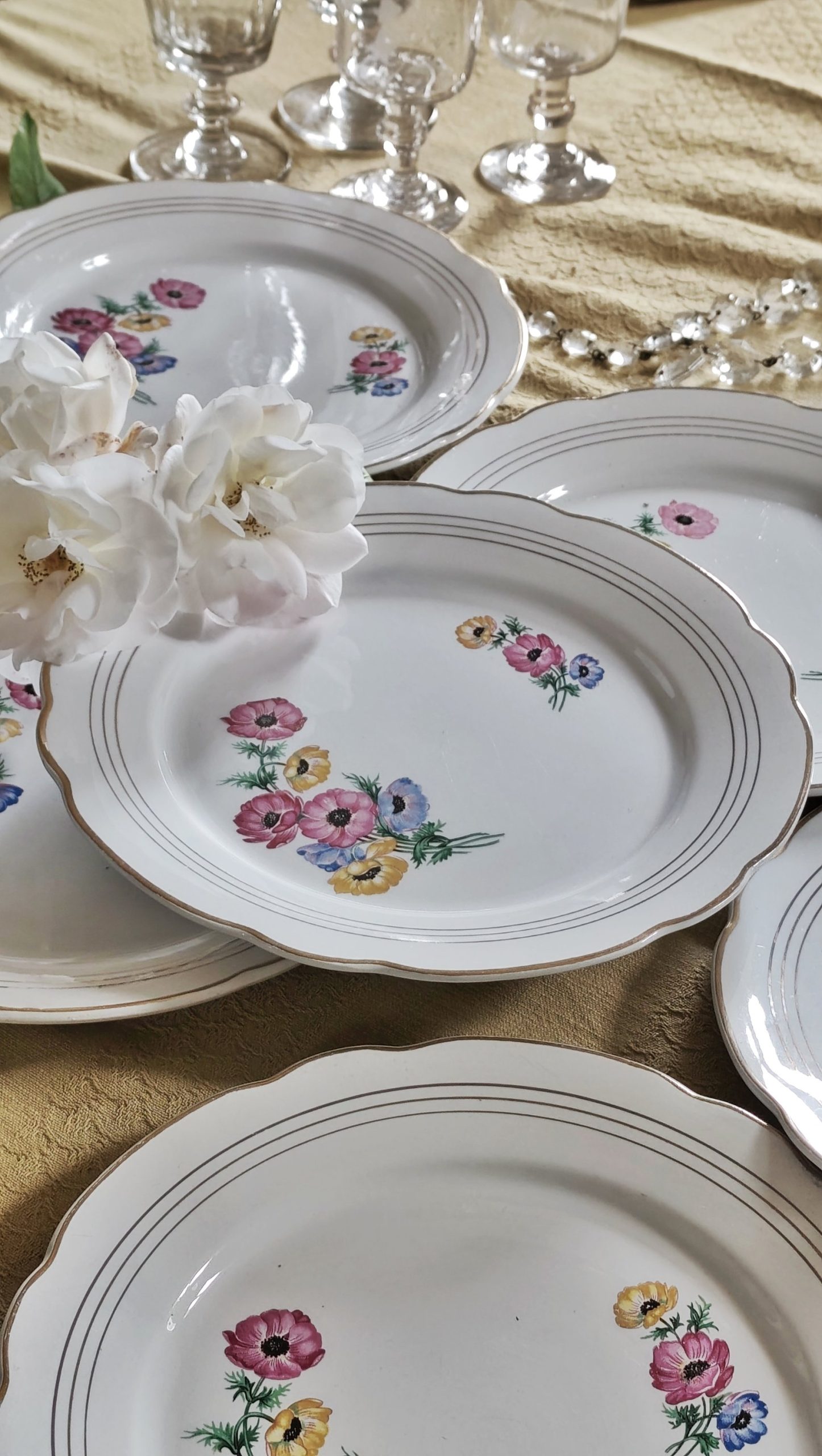 Ensemble de 6 assiettes plates Digoin Sarreguemines printanières