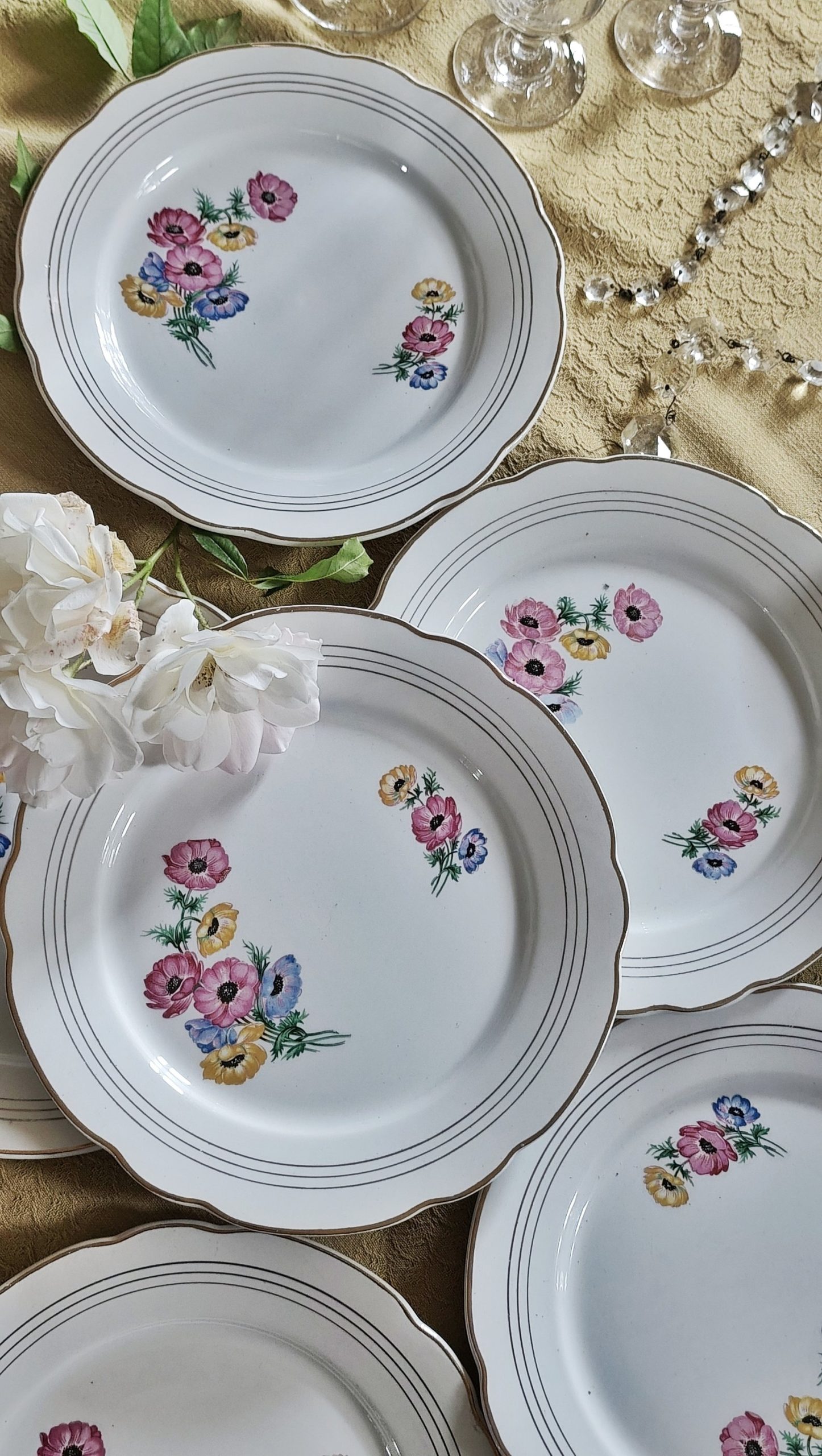 Ensemble de 6 assiettes plates Digoin Sarreguemines printanières – Image 3