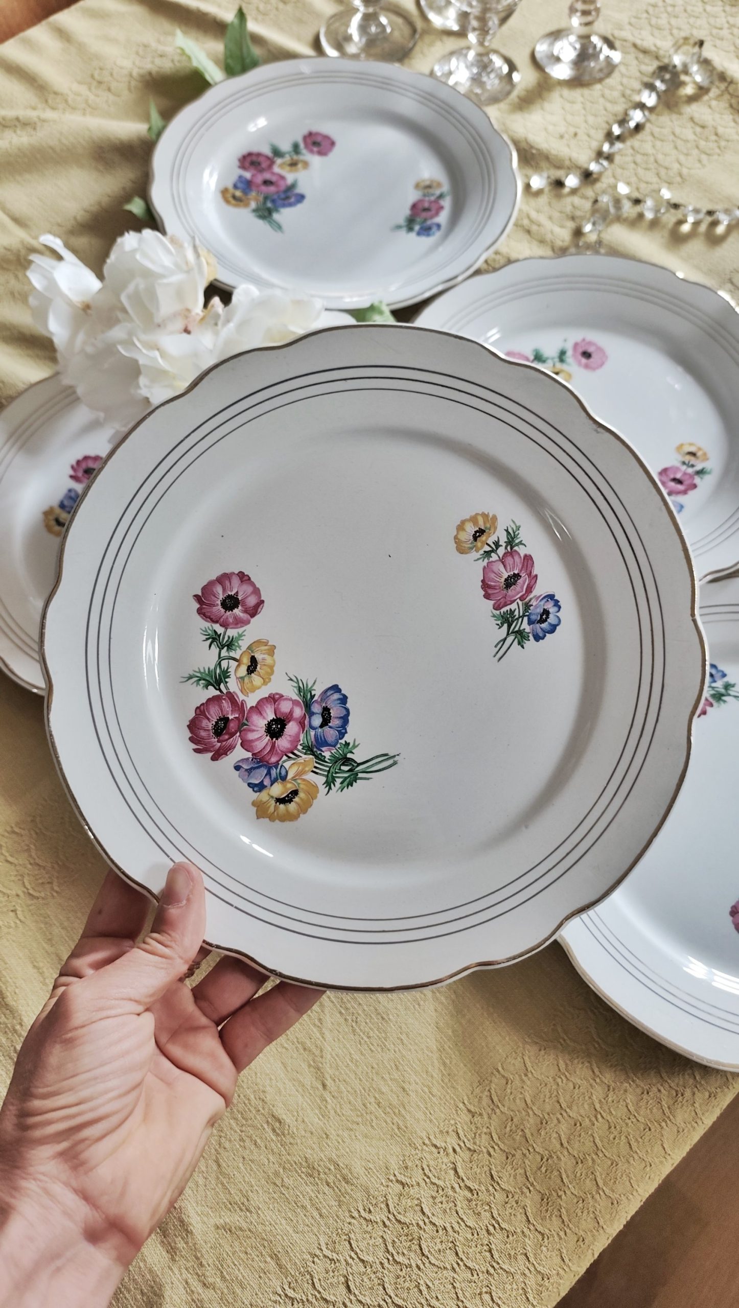 Ensemble de 6 assiettes plates Digoin Sarreguemines printanières – Image 2