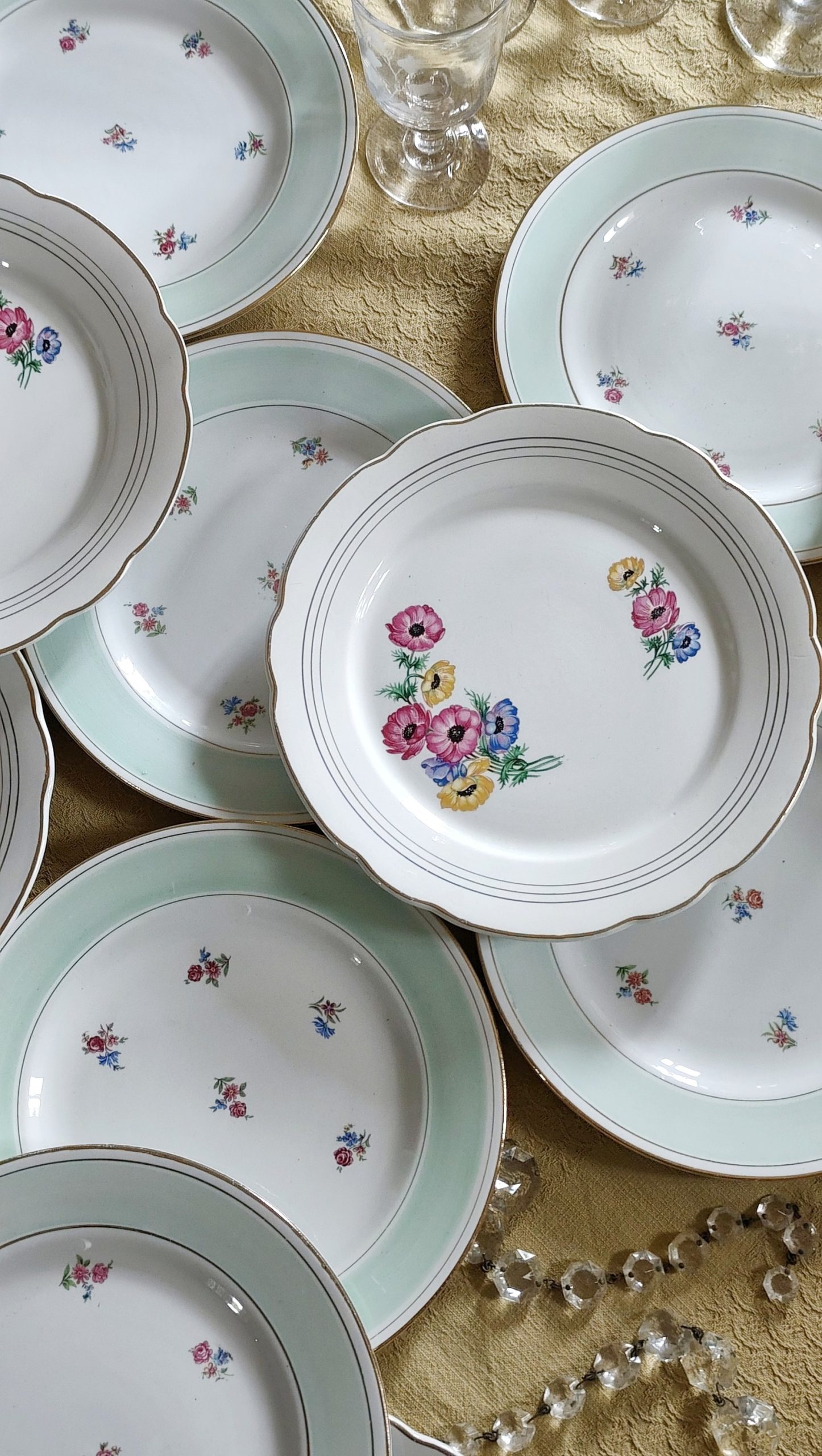 Lot de 6 assiettes plates mint liberty vintage – Image 4