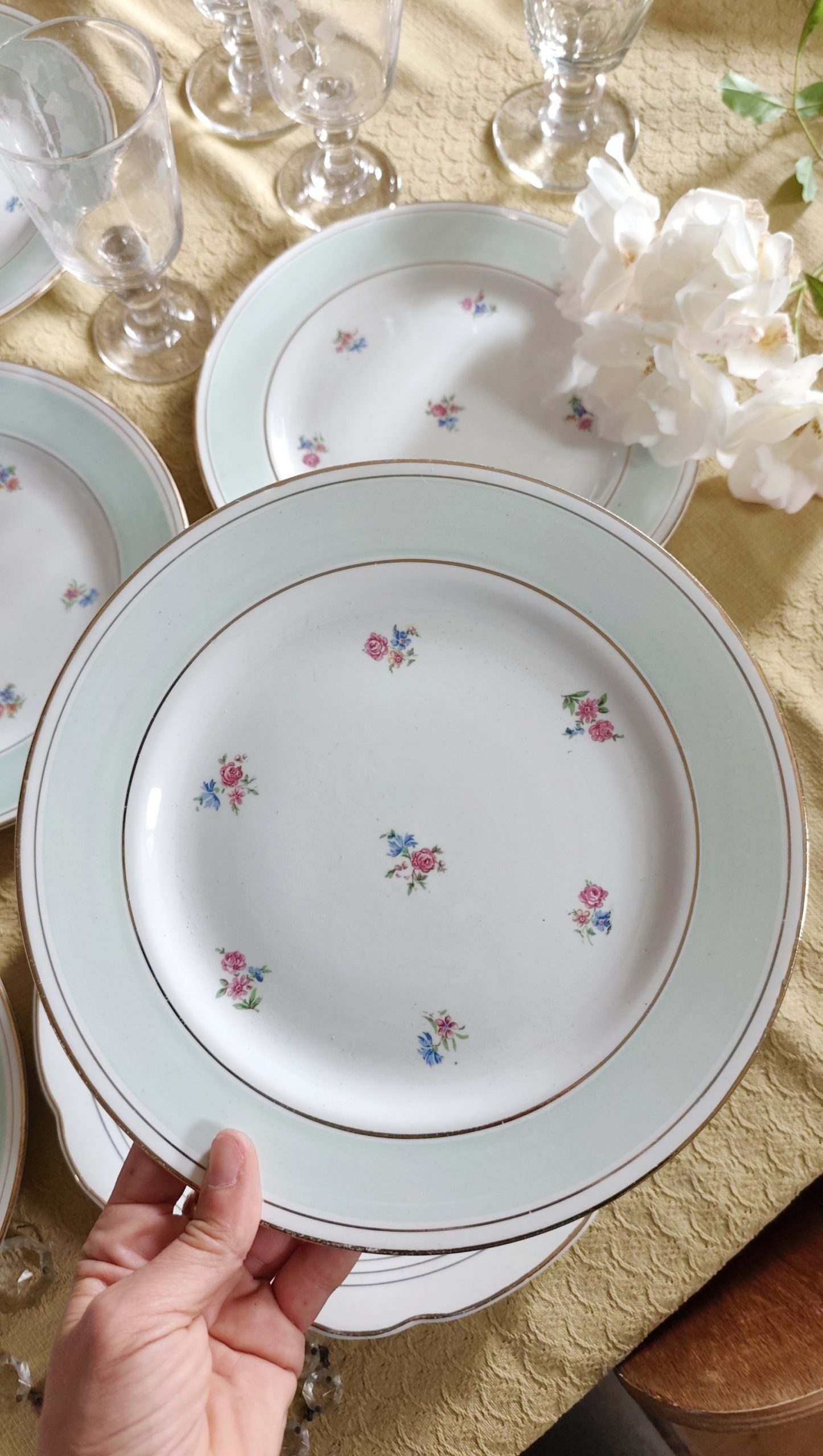 Lot de 6 assiettes plates mint liberty vintage – Image 3
