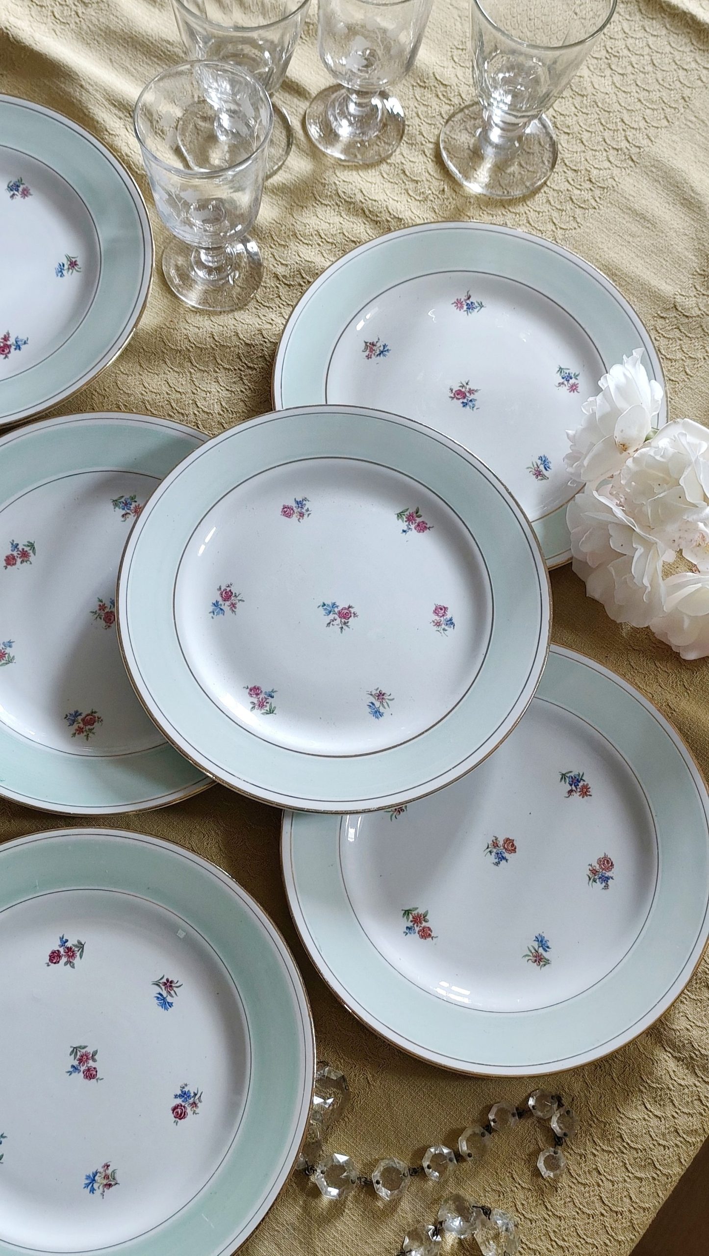 Lot de 6 assiettes plates mint liberty vintage