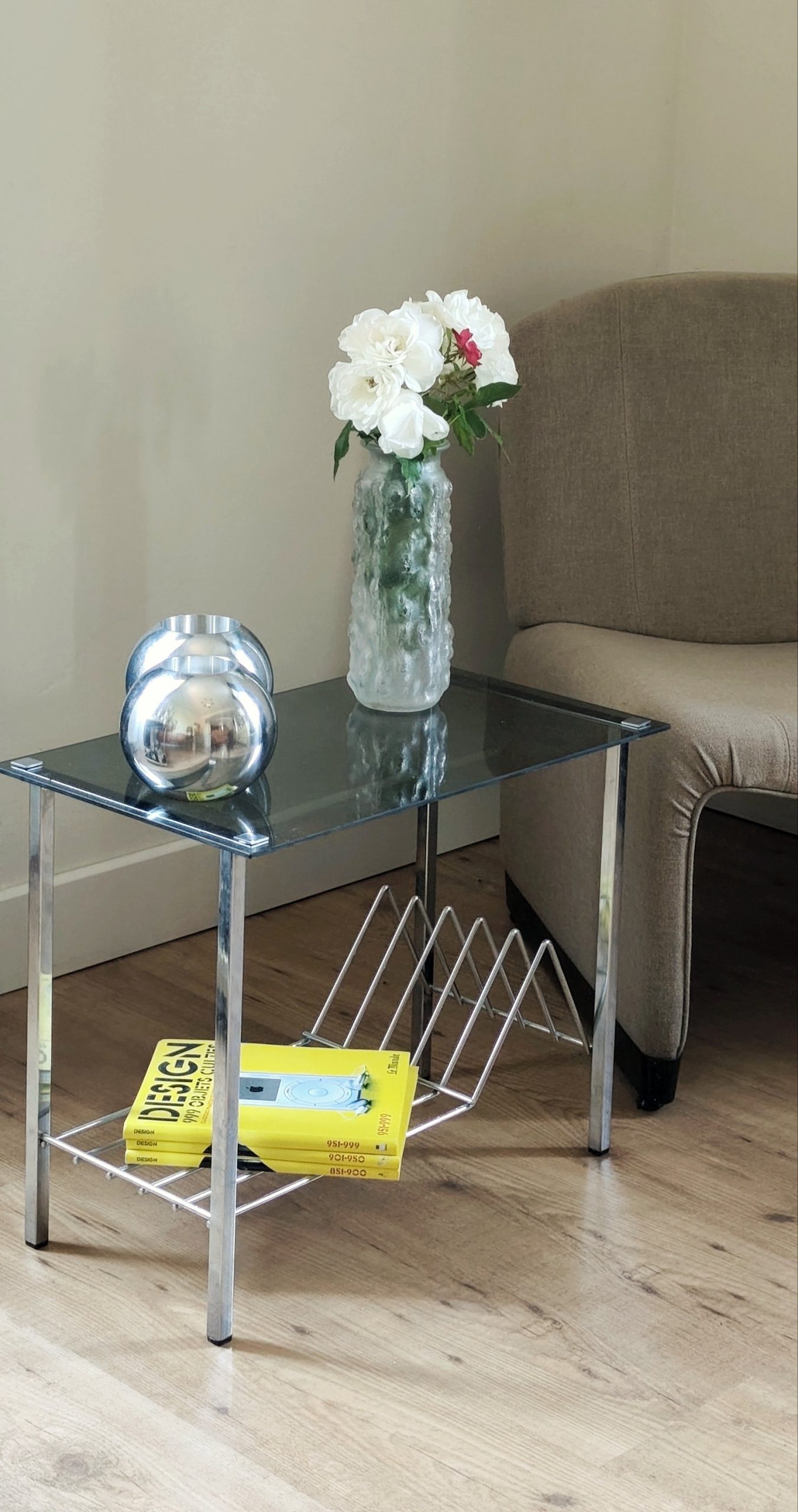 Desserte / table / bout de canapé range vinyles vintage - années 70