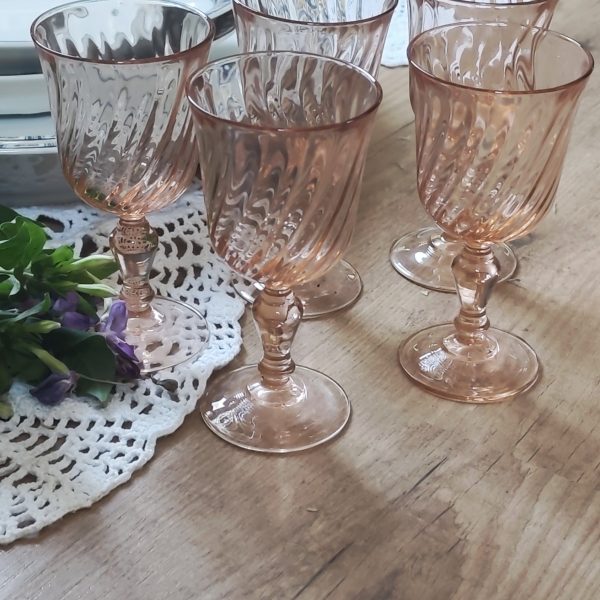 Lot de 5 jolis verres Rosaline vintage